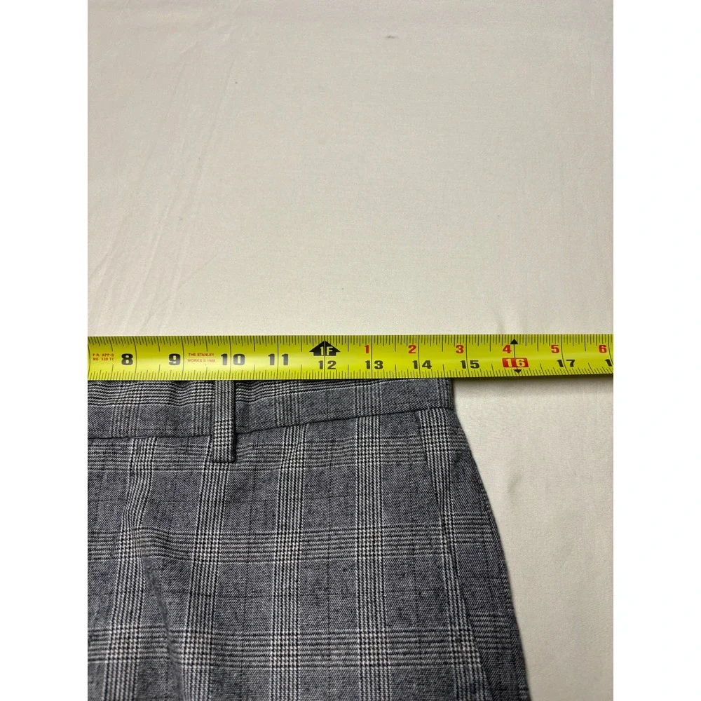 Banana Republic Mens 29x29 Grey Plaid Slim Tapered Fit Trousers Dress Pants